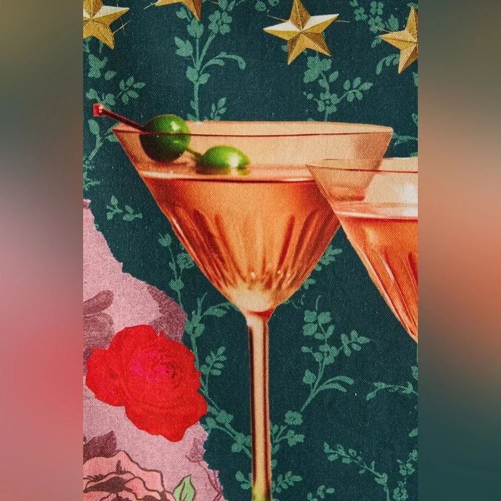 NWT Urban Outfitters Dream Collage Tapestry Floral Stars Moon Martini Print